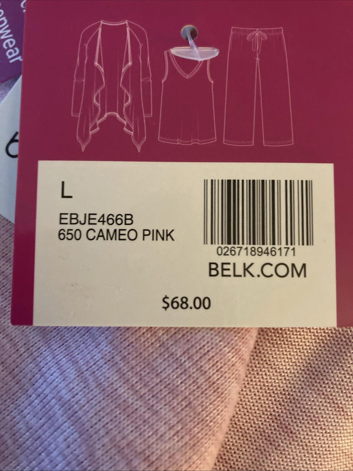 NWT Size Large 3 Piece Womens Pajamas Kim Rogers Intimates Pink Luxurious Feel ￼