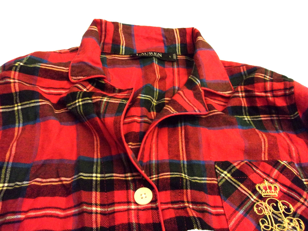 Ralph Lauren Black Label Pajama Set Red Plaid Size Large Soft Cotton Viscose New