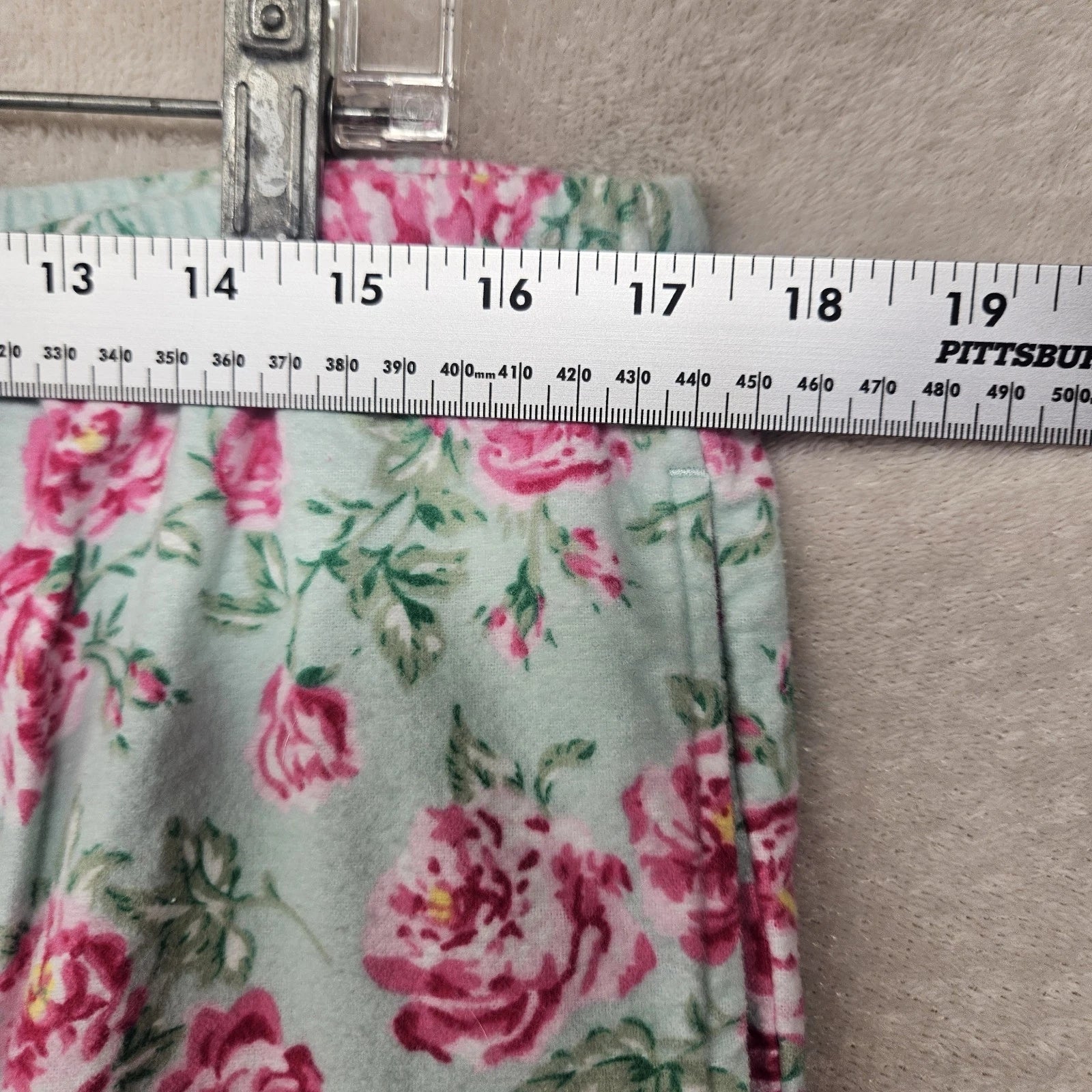 Lanz Of Salzburg Pajama Set Womens Green Floral Flannel Ruffle Cotton Grandma