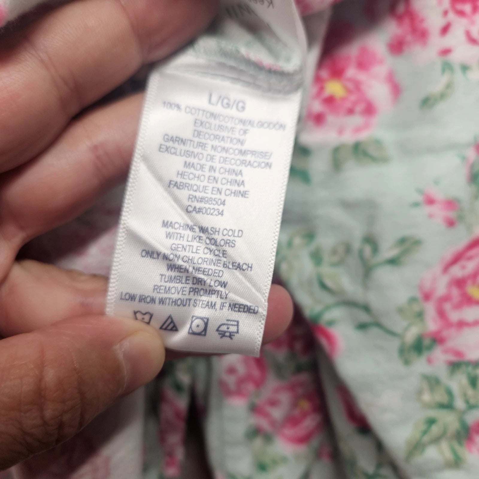 Lanz Of Salzburg Pajama Set Womens Green Floral Flannel Ruffle Cotton Grandma