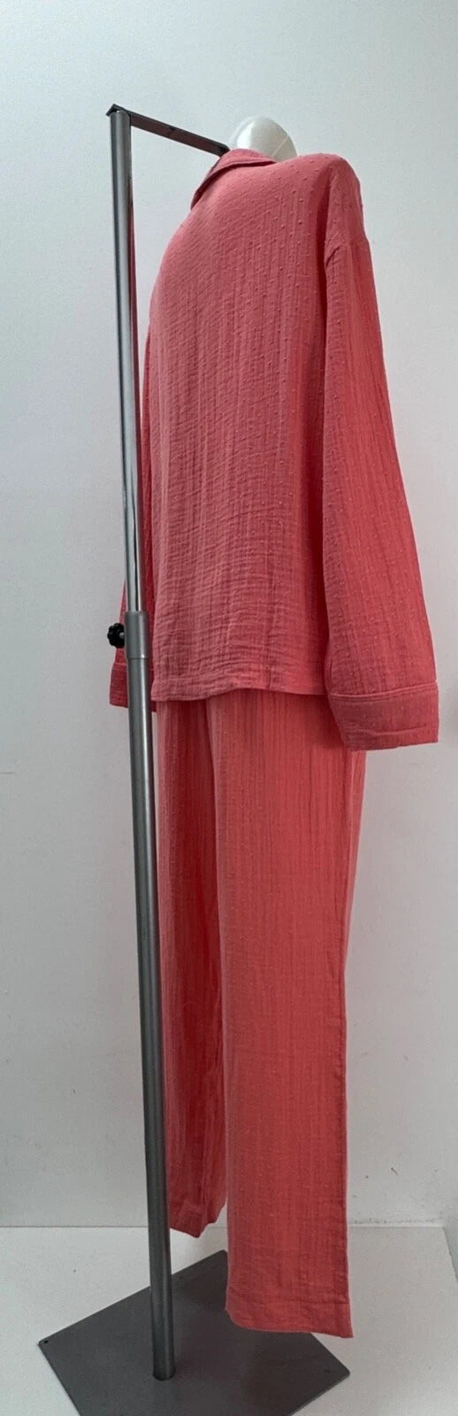 Ladies New Ex M&S  100% Cotton Coral  Pyjamas Size 8 10 12 14 16 18 20