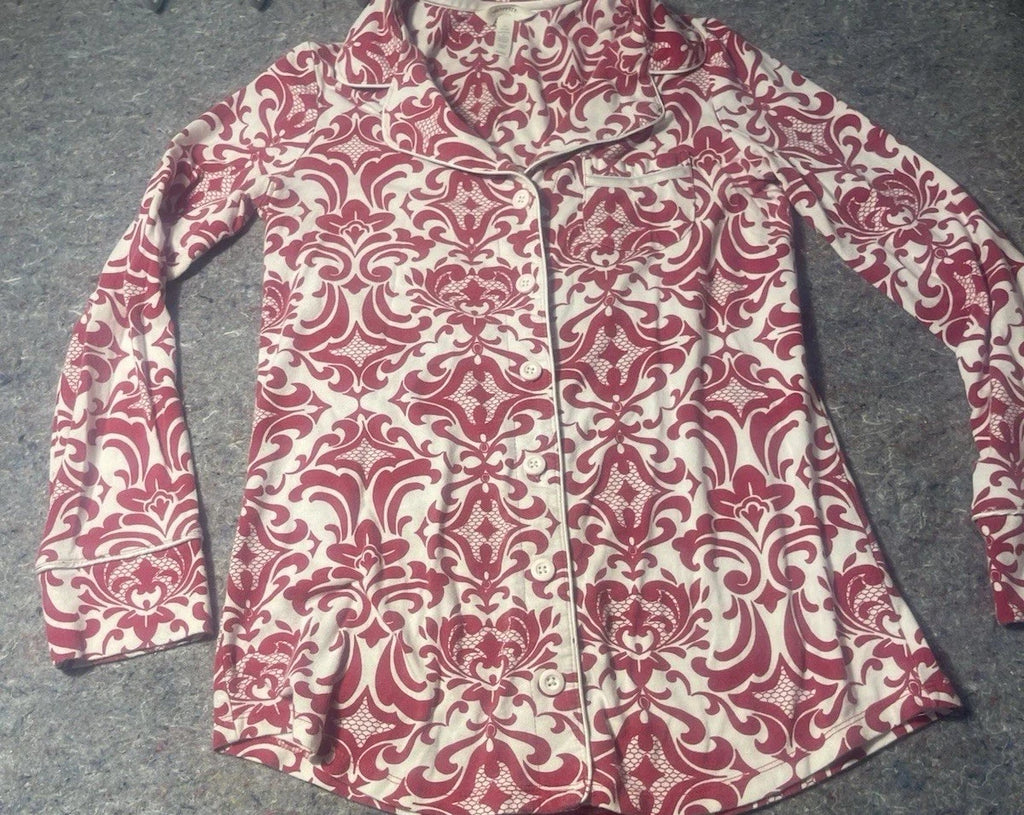 Soma Cool Nights Pajama Set Red Damask Baroque Print XS