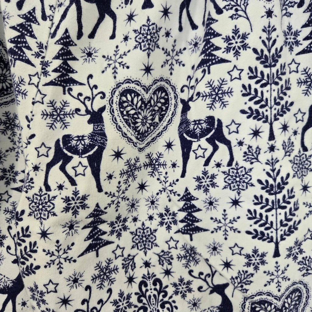 The Cats Pajamas Reindeer PJ Set Womens White Blue Holiday Christmas Loungewear