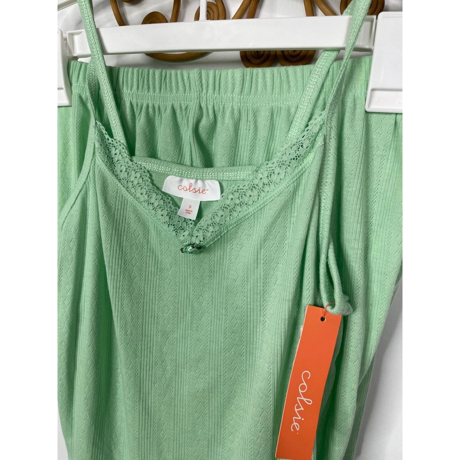 NEW Colsie cami short pajama sleep set green S