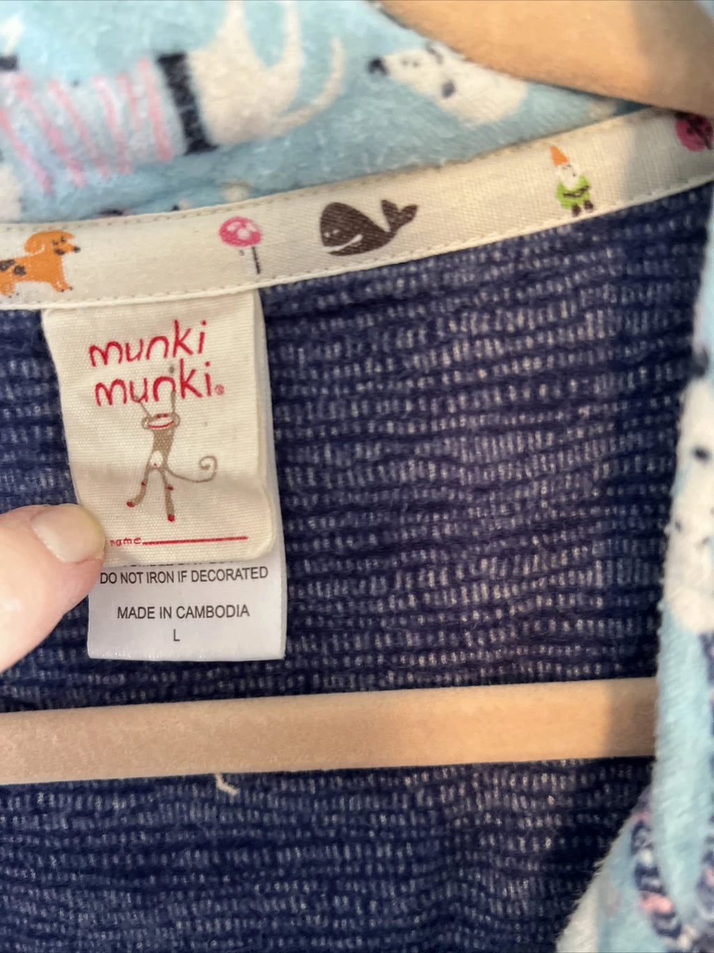 Munki Munki Flannel Pajamas Large Blue Dachshund Weiner Dog Pockets