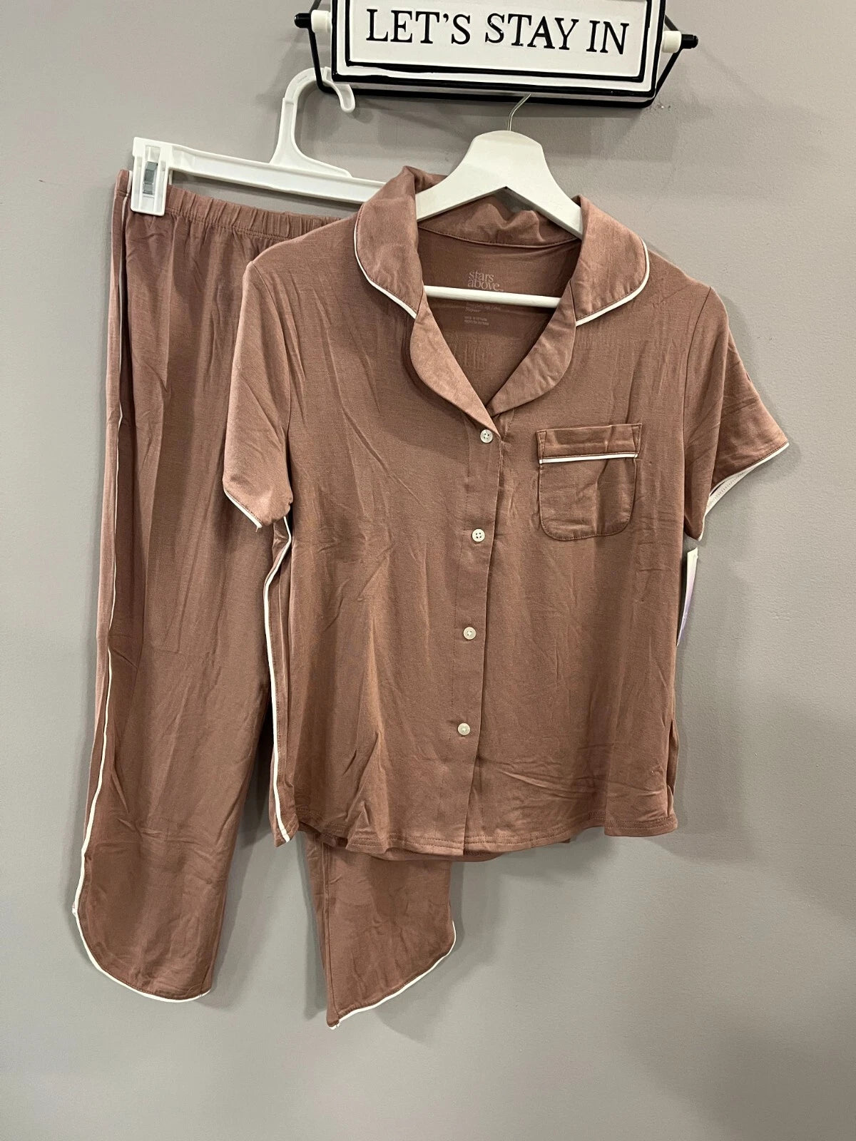 2pc Stars Above Womens Notch Collar Pajama Set, Lumbrook Mauve Size XS