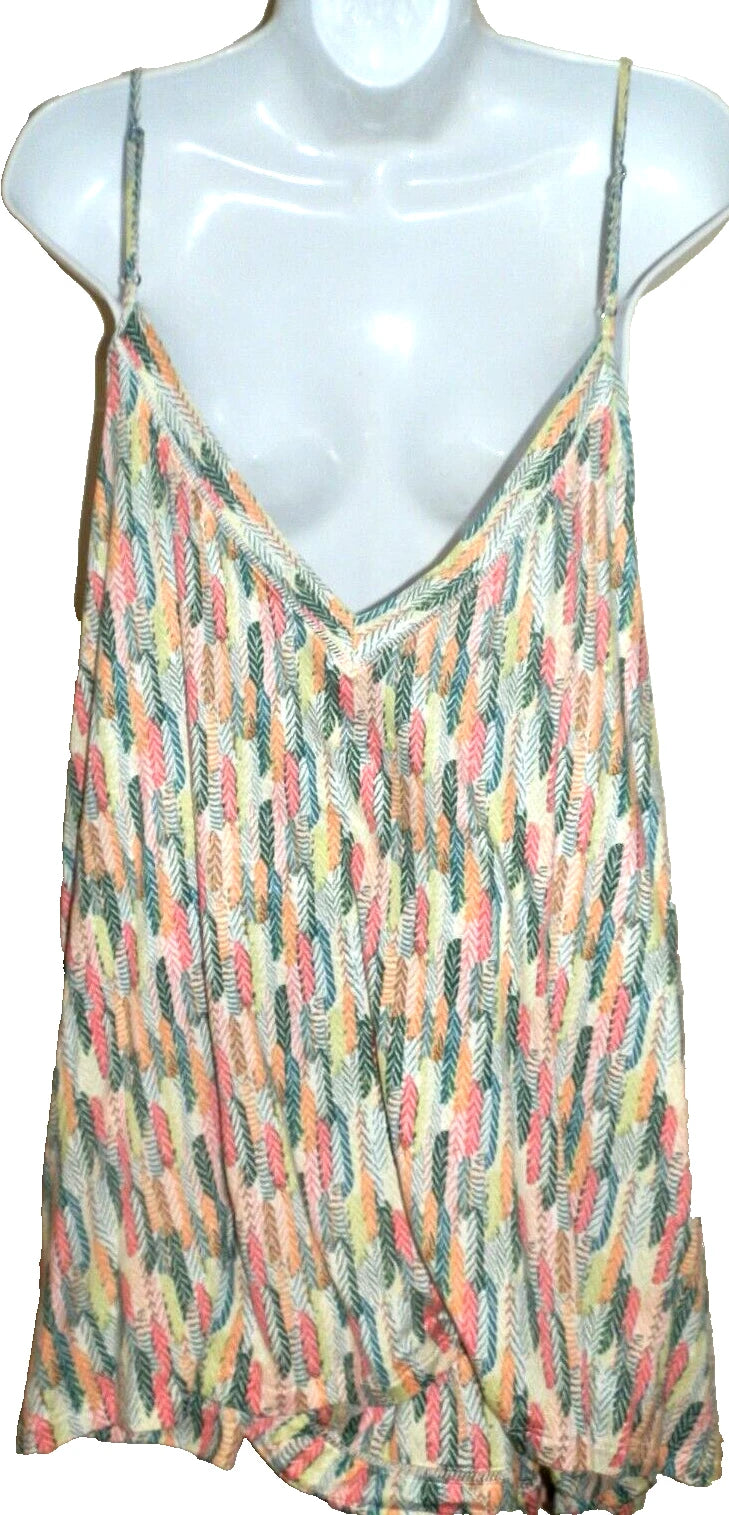 New Womens 2X 18W-20W Cami Sleep Set Shorts Joyspun Leaf Print Rayon