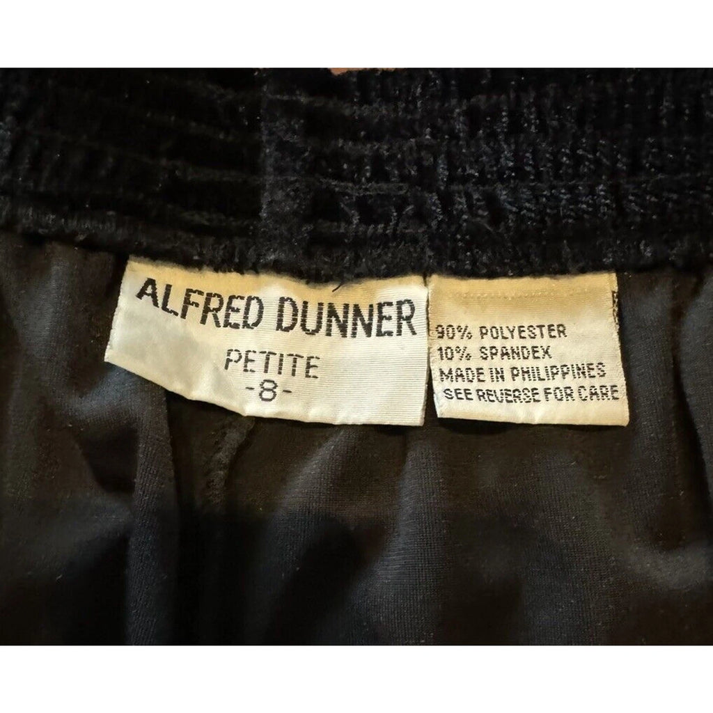 Alfred Dunner Woman 8 Petite Black Velour Shirt Pants Pajama Set Elastic Waist