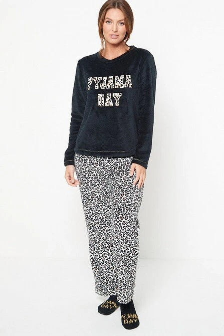 Ladies Womens SUPERSOFT FLEECE Pyjamas and Matching Socks Cosy PJ SET UK 8-26