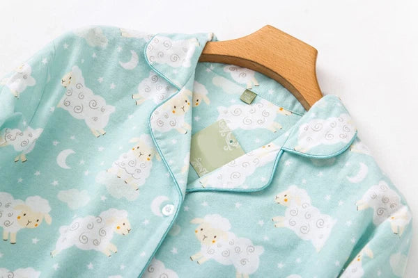 Womens 100% Cotton Pajamas Set Flannel Printed Button Nightwear Loungewear 12-24