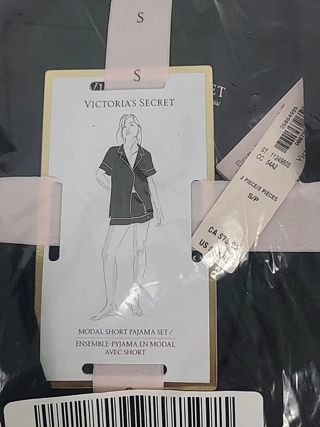 NWT Victoria’s Secret MODAL SHORT PJ SET Black Size S MSRP $65