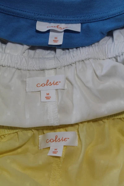 Colsie Pajamas Bundle of 3: 2Pants NWOT  1 Top New NWT Yellow White Blue Medium
