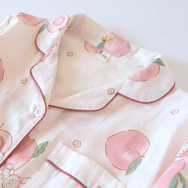 Women Pajamas Set 100% Cotton Printed Sleepwear Casual Nightwear Home Wear