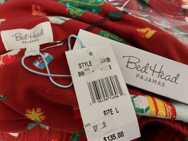 $135 Bed Head Women Red Button Holiday Christmas Pajama Set Sleepwear Size L