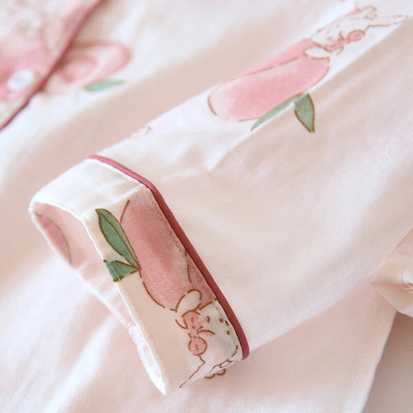 Women Pajamas Set 100% Cotton Printed Sleepwear Casual Nightwear Home Wear