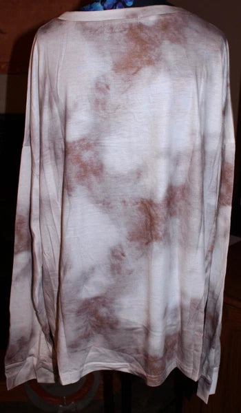 XL NWOT Women's Romantic Hut Salmon Tie Dye Jogger & LS Crew Neck Top Lounge SET