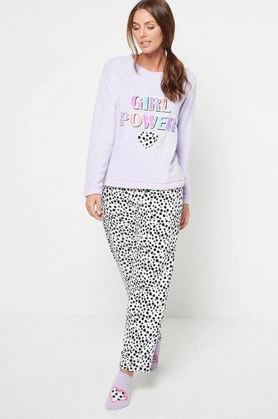 Ladies Womens SUPERSOFT FLEECE Pyjamas and Matching Socks Cosy PJ SET UK 8-26