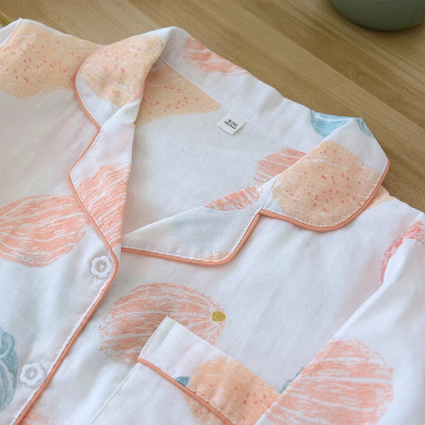 Women Pajamas Set 100% Cotton Printed Sleepwear Casual Nightwear Home Wear