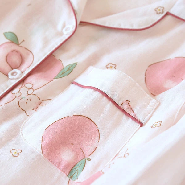 Women Pajamas Set 100% Cotton Printed Sleepwear Casual Nightwear Home Wear