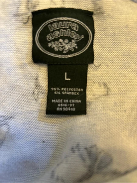 LAURA ASHLEY Women's Blue Pajama PJ Pants Top Set Scottie Westie Dog Print, Sz L