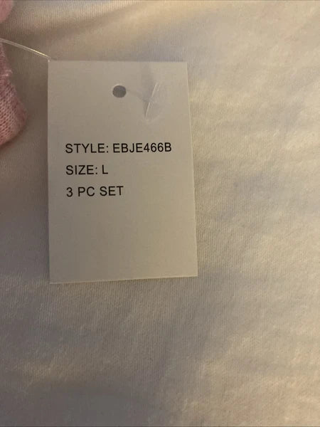 NWT Size Large 3 Piece Womens Pajamas Kim Rogers Intimates Pink Luxurious Feel ￼