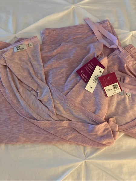 NWT Size Large 3 Piece Womens Pajamas Kim Rogers Intimates Pink Luxurious Feel ￼