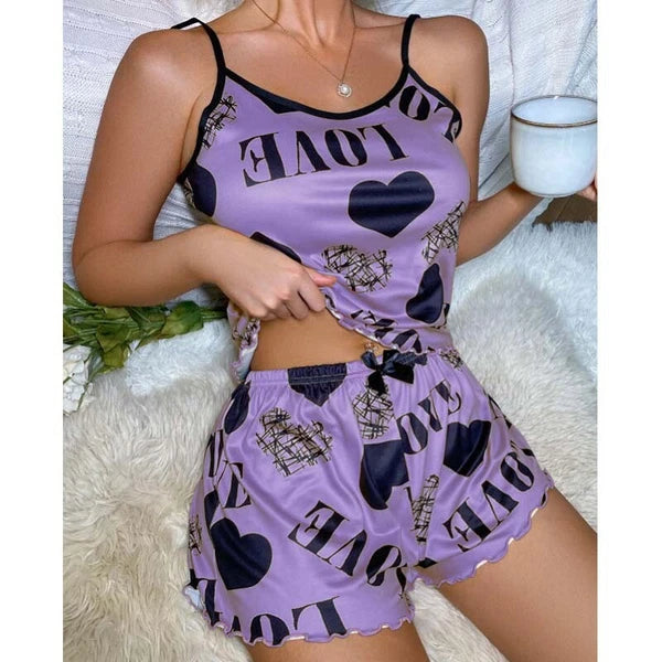 Women Silk Satin Pajamas Set Sexy-Lingerie Sleepwear Babydoll Lace Nightwear Pjs