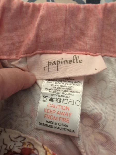 Papinelle Loungeware Pajama Set Size L Soft And Comfy Quiet Luxury Y2K NWT