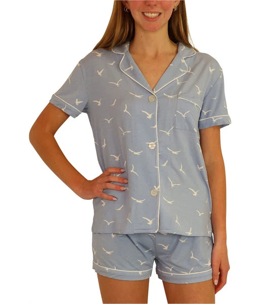 P.J. Salvage Womens In Flight 2 Pc Pajama Set, Blue, Small