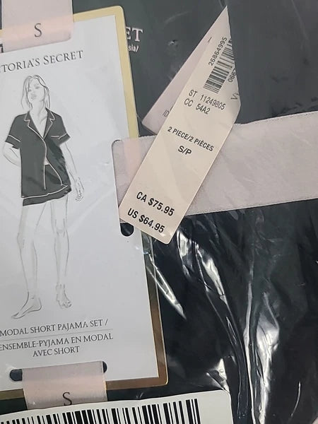 NWT Victoria’s Secret MODAL SHORT PJ SET Black Size S MSRP $65
