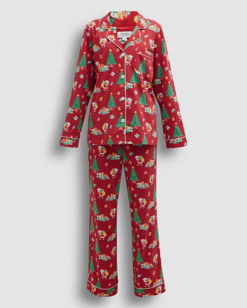 $135 Bed Head Women Red Button Holiday Christmas Pajama Set Sleepwear Size L