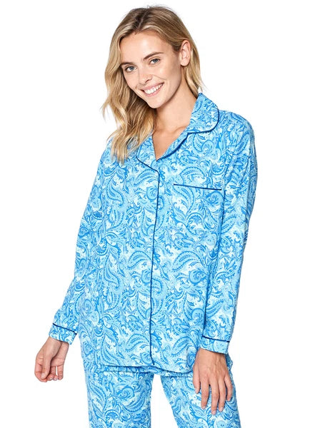Casual Nights Women's Flannel Long Sleeve Button Down Pajama Set