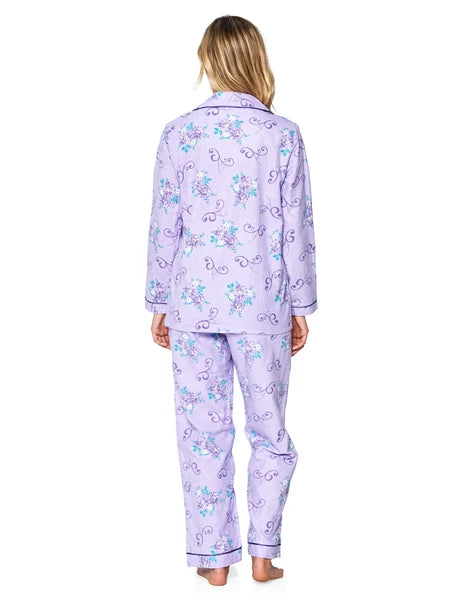 Casual Nights Women's Flannel Long Sleeve Button Down Pajama Set