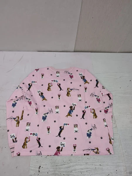 PJ Salvage Blush Woof For Love L/S Knit Pajama Set Sz Med AM27