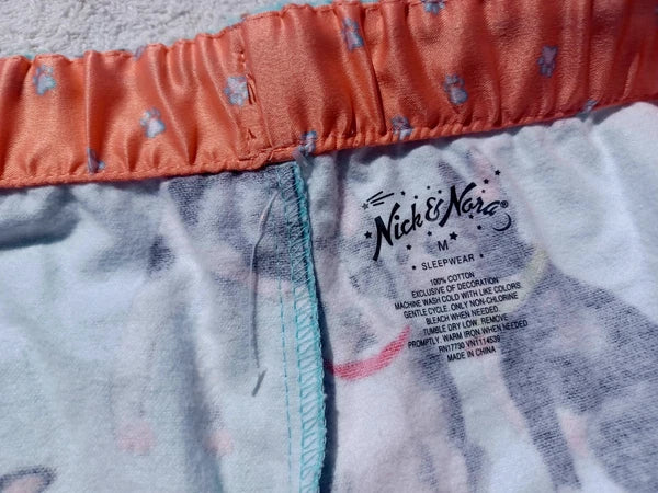 Nick&Nora Flannel Sleepwear Cotton Pajama Set Puppy Eyes Dog Print Relaxed M