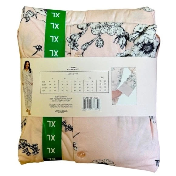 Flora Nikrooz Teal and White Pajama Set Satin Accents 2 Piece