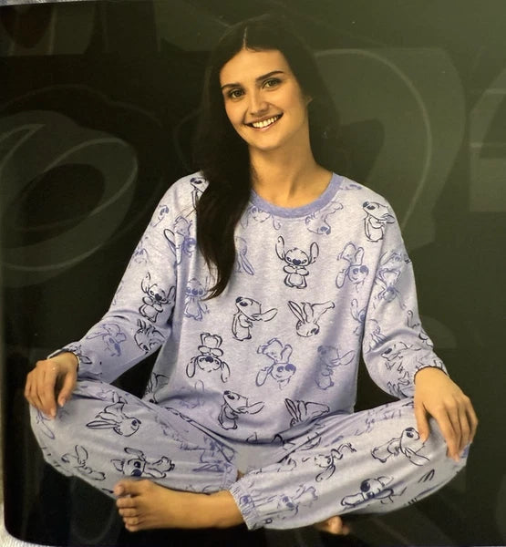 Disney Stitch Womens Size XL Purple Cozy Pajama 2 Piece Lounge Set FAST SHIPPING