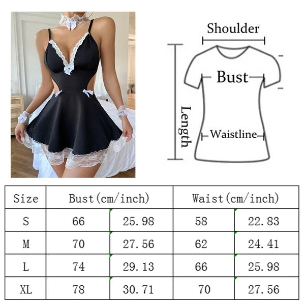 Lingerie Women Lace Underwear French Maid Nurse Cosplay Babydoll Sleepwear