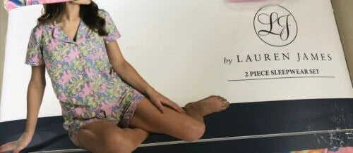 Lauren James 2 Piece Sleepwear Set Pink Print XL