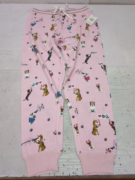 PJ Salvage Blush Woof For Love L/S Knit Pajama Set Sz Med AM27