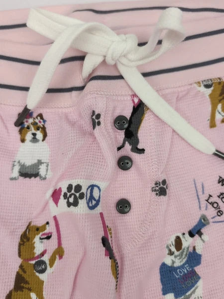 PJ Salvage Blush Woof For Love L/S Knit Pajama Set Sz Med AM27