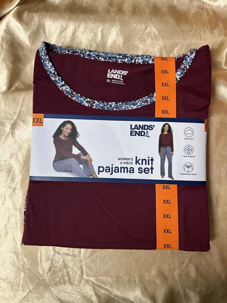 2 piece LANDS END Soft Stretch womens Sleepwear Pajama Set Size XXL 14-16 Port