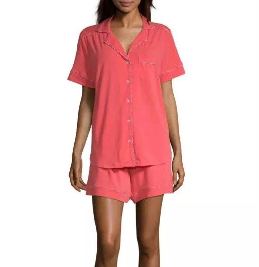 Liz Claiborne Womens XS Pink 2 Piece Short Pajama Sleepwear Set NWT Short Sleeve
