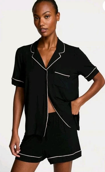 NWT Victoria’s Secret MODAL SHORT PJ SET Black Size S MSRP $65