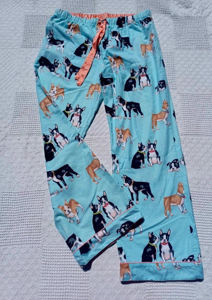 Nick&Nora Flannel Sleepwear Cotton Pajama Set Puppy Eyes Dog Print Relaxed M