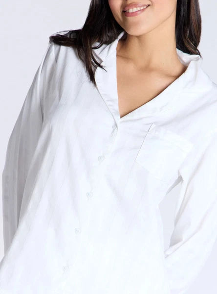 Boux Avenue Pyjama Set Women's Soft Tonal Stripe Cotton Pants Top Sleepwear