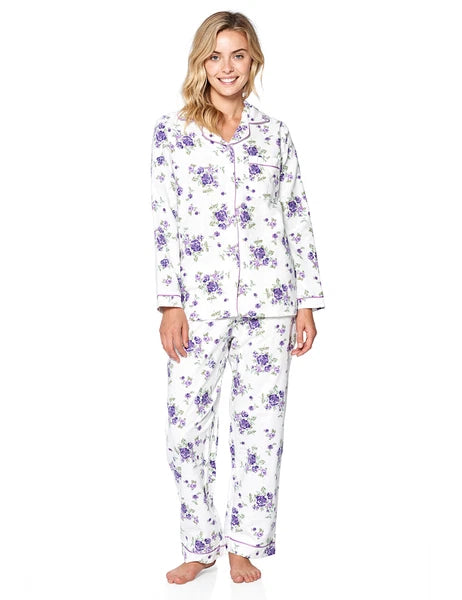 Casual Nights Women's Flannel Long Sleeve Button Down Pajama Set