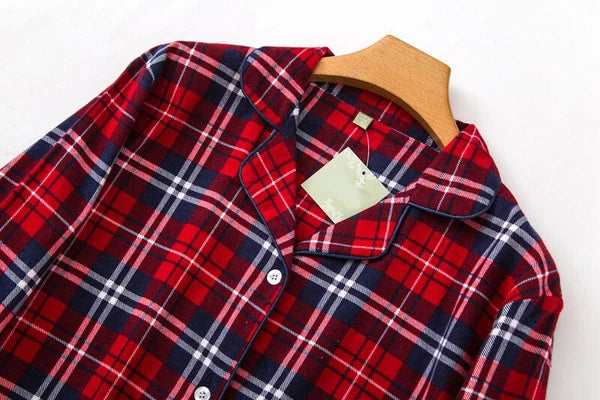 Womens 100% Cotton Pajamas Set Flannel Printed Button Nightwear Loungewear 12-24