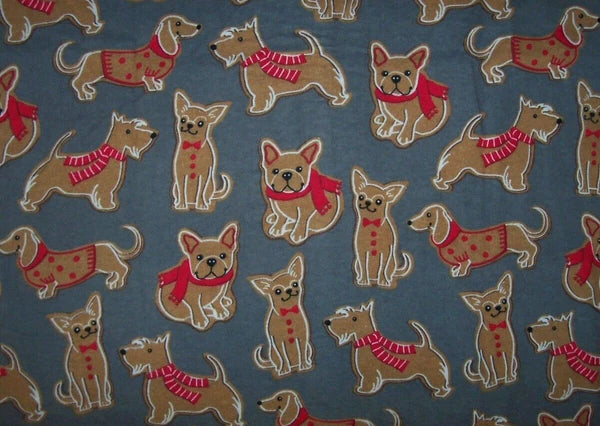 NWT PJ Salvage Gray/Red GINGERBREAD DOG COOKIES Cotton Flannel Pajama Set M