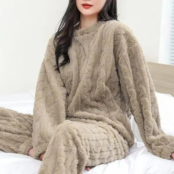Winter Pajama Sets Women Sleepwear 2-piece Thicken Pullover Pants